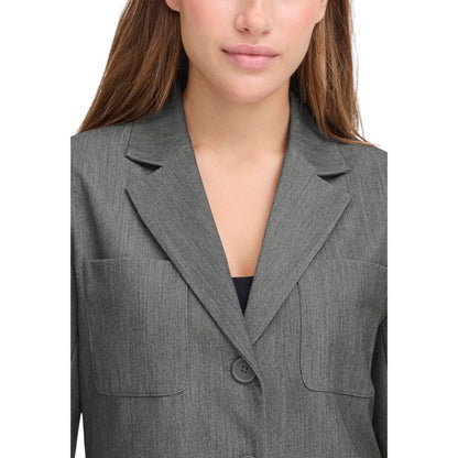 ICHI Gray Polyester Blazer