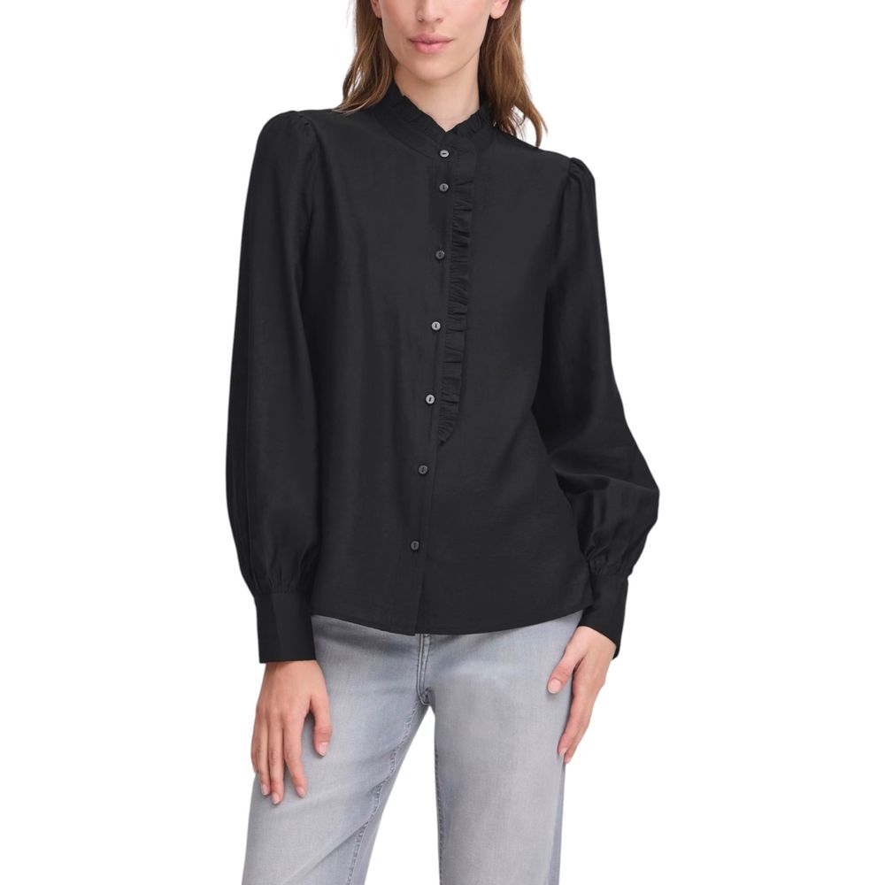 ICHI Black Viscose Blouse
