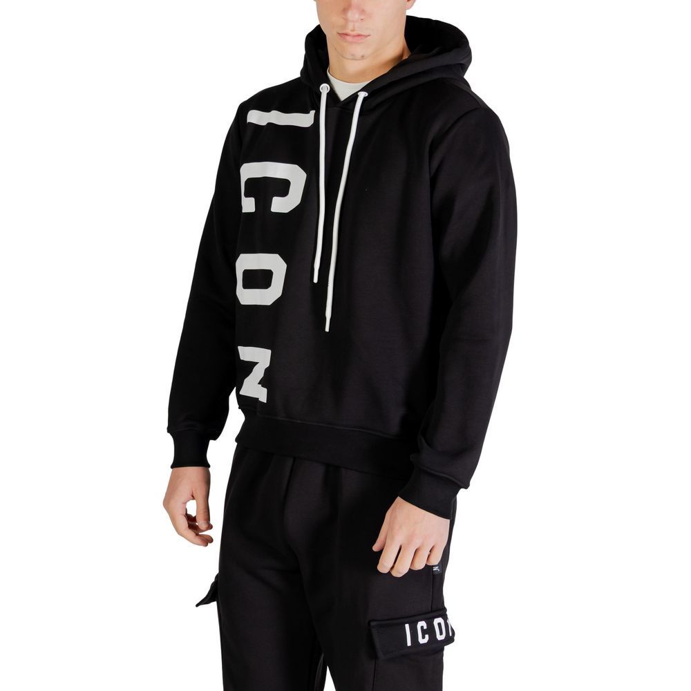 Icon Black Cotton Hoodie