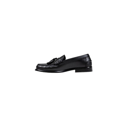 Tommy Hilfiger Black Leather Slip-On Loafers