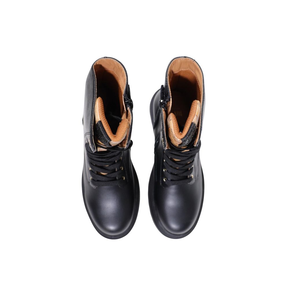 Alviero Martini Prima Classe Black Polyethylene Lace-Up Boots