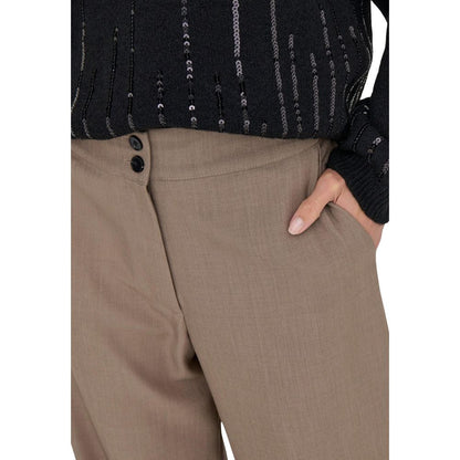 Jacqueline De Yong Brown Polyester Flared Pants