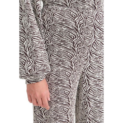 ICHI Brown Polyester Casual Pants