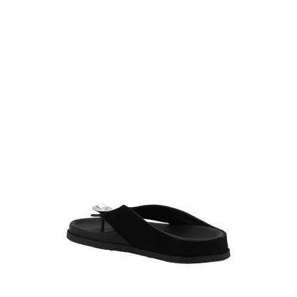 Pedro García Black Calf Leather Bos Taurus Strap-On Sandals