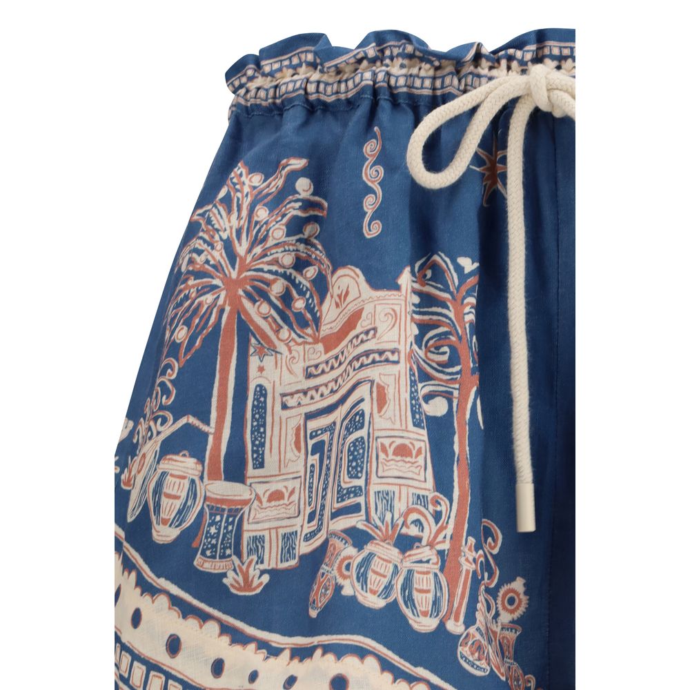 Alemais Blue Linen Bermuda Shorts