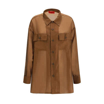 The Latest Brown Lycra Dress Shirt