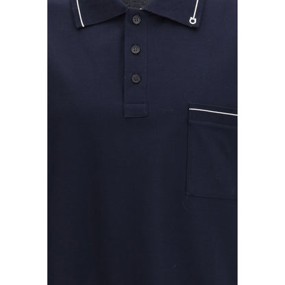 Ferragamo Blue Cotton Polo Shirt