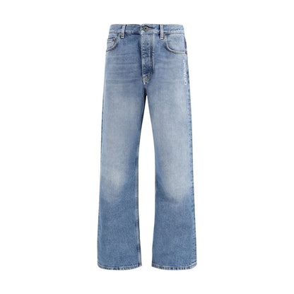 Off-White Blue Cotton Relaxed Fit Jeans