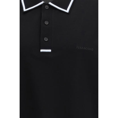 Ferragamo Black Cotton Polo Shirt