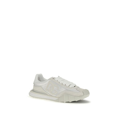 Dolce & Gabbana White Calf Leather Bos Taurus Athletic Sneakers