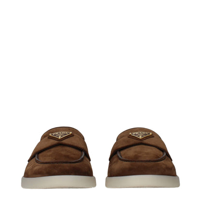 Prada Brown Leather Slip-On Loafers