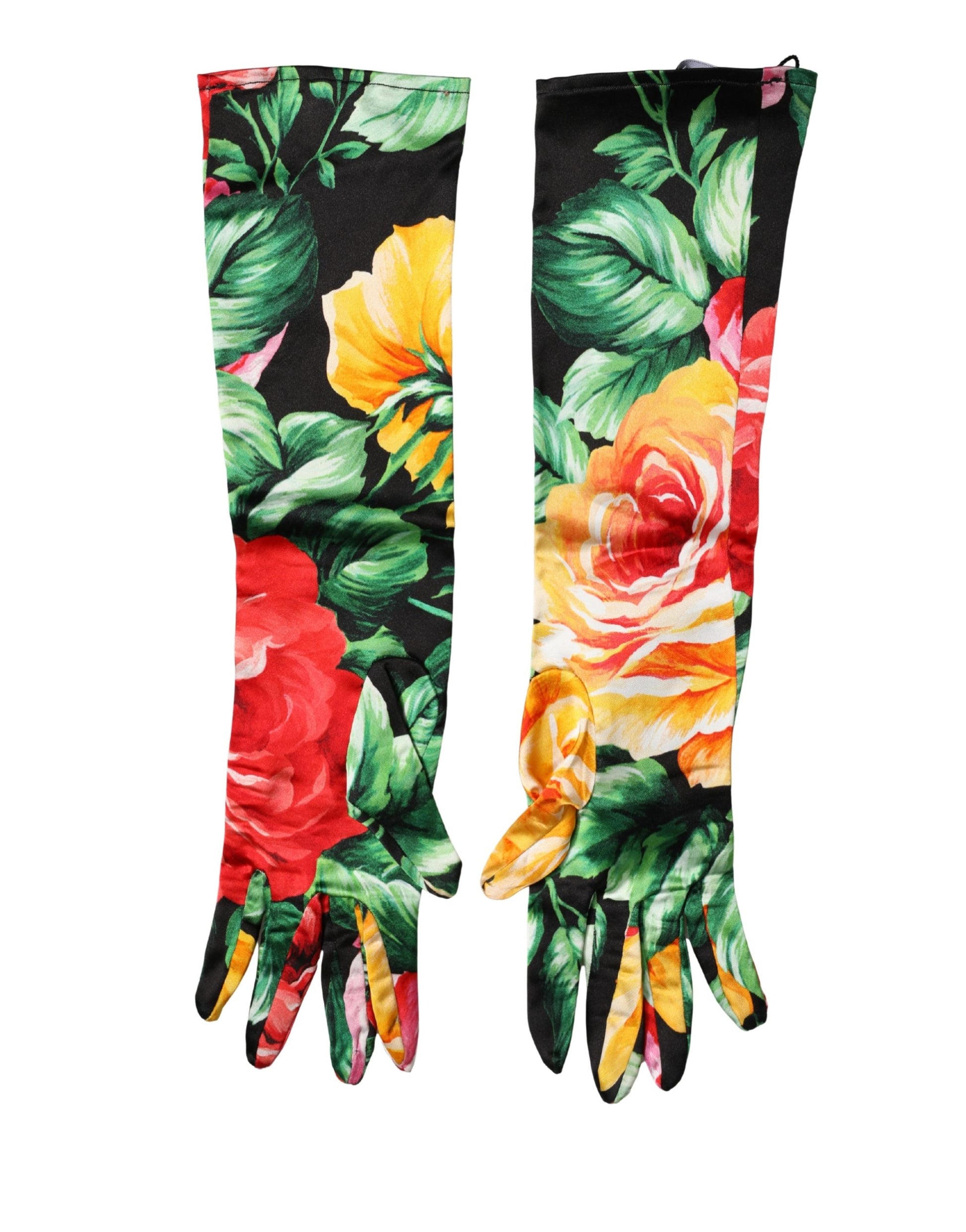 Dolce & Gabbana Multicolor Floral Print Elbow Length Women Gloves