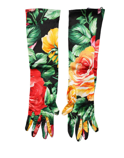 Dolce & Gabbana Multicolor Floral Print Elbow Length Women Gloves