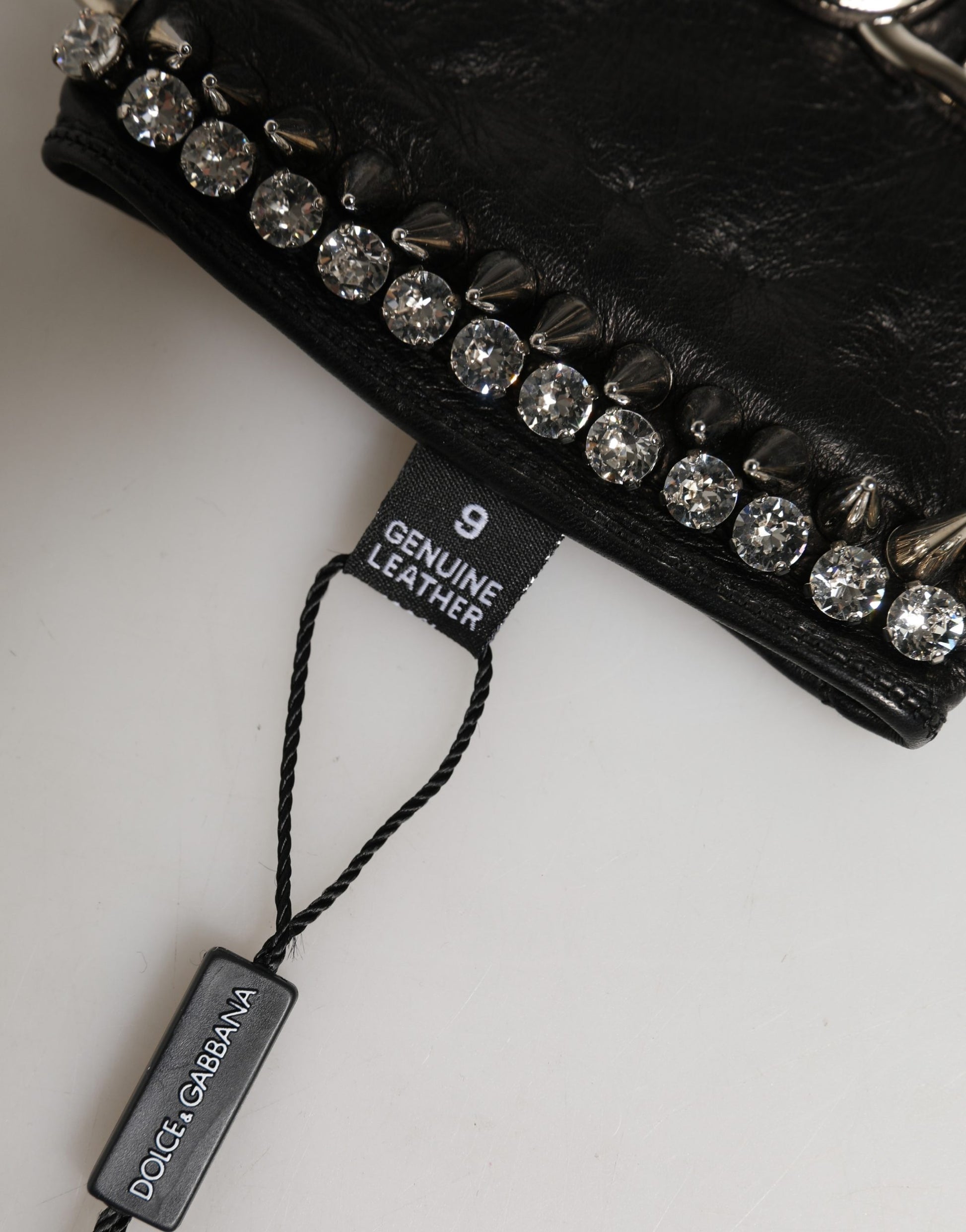 Dolce & Gabbana Women Black Embellished Wrist Length Mitten Gloves