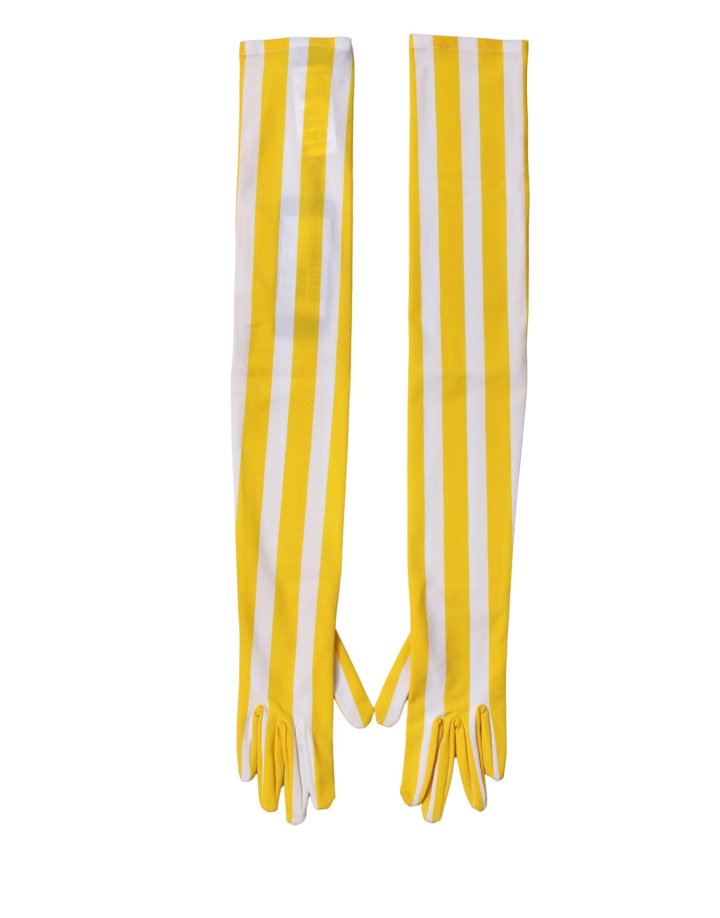 Dolce & Gabbana Yellow White Stripes Nylon Elbow Length Women Gloves