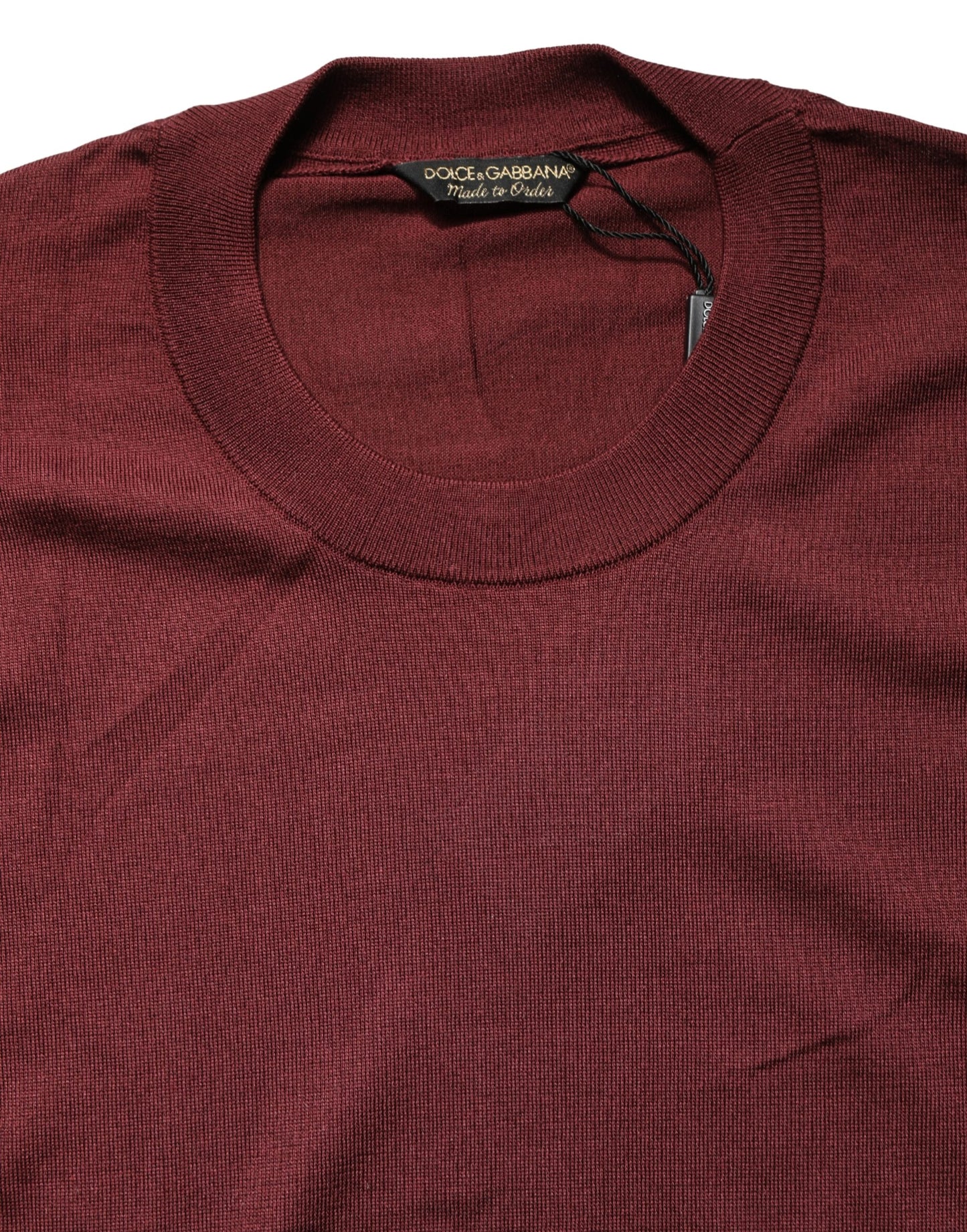 Dolce & Gabbana Maroon Silk Men Crew Neck Pullover Sweater