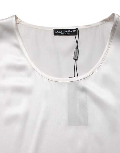 Dolce & Gabbana White Satin Polyester SleevelessTank T-shirt