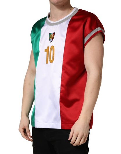 Dolce & Gabbana Multicolor Italia DG Logo Satin Tank T-shirt