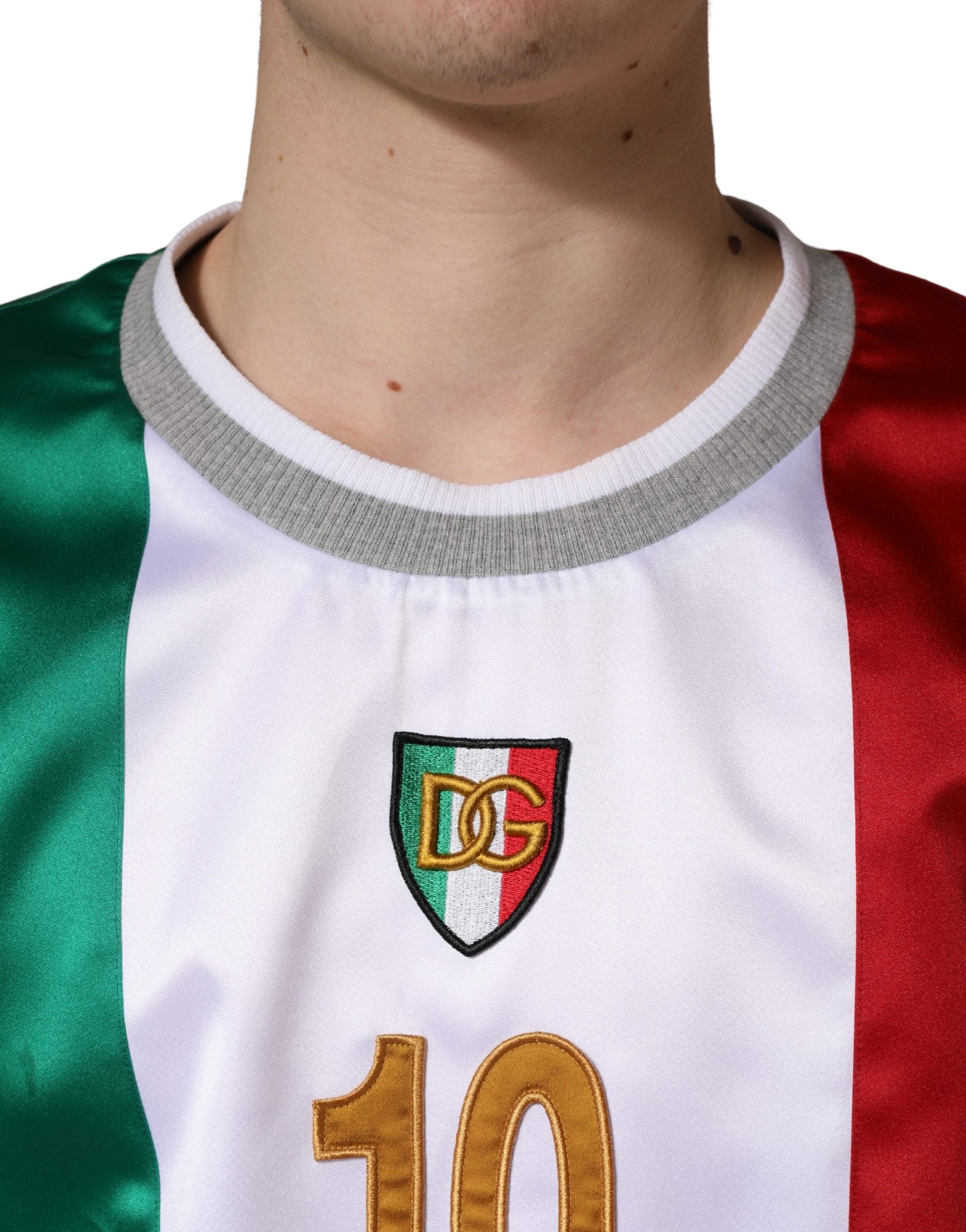 Dolce & Gabbana Multicolor Italia DG Logo Satin Tank T-shirt