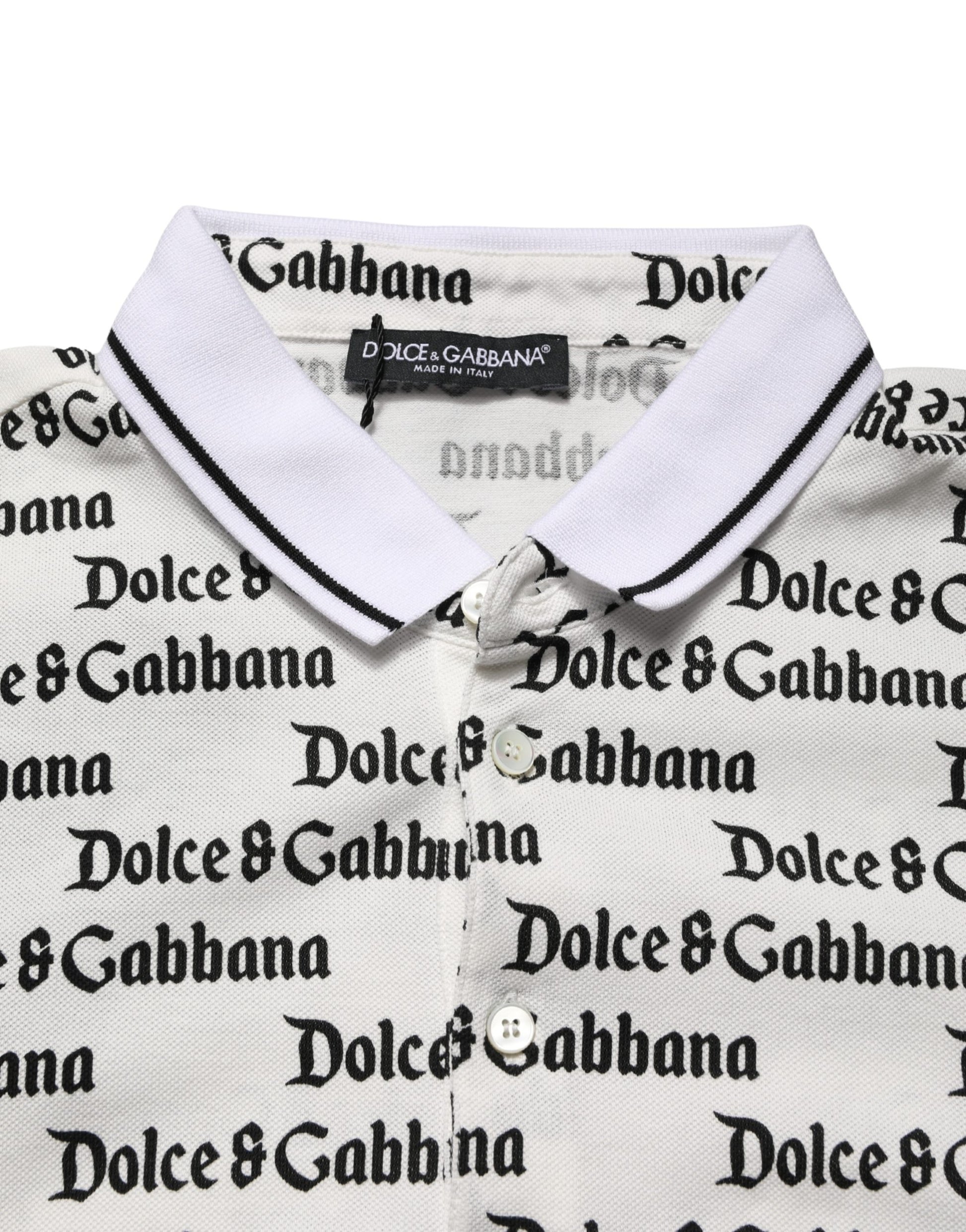 Dolce & Gabbana White Logo Monogram Cotton Men Polo  T-shirt