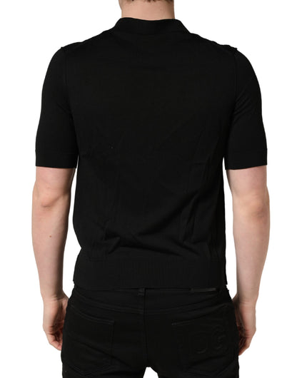 Dolce & Gabbana Black Wool Short Sleeves Men Polo  T-shirt