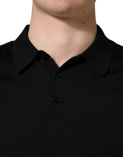 Dolce & Gabbana Black Wool Short Sleeves Men Polo  T-shirt