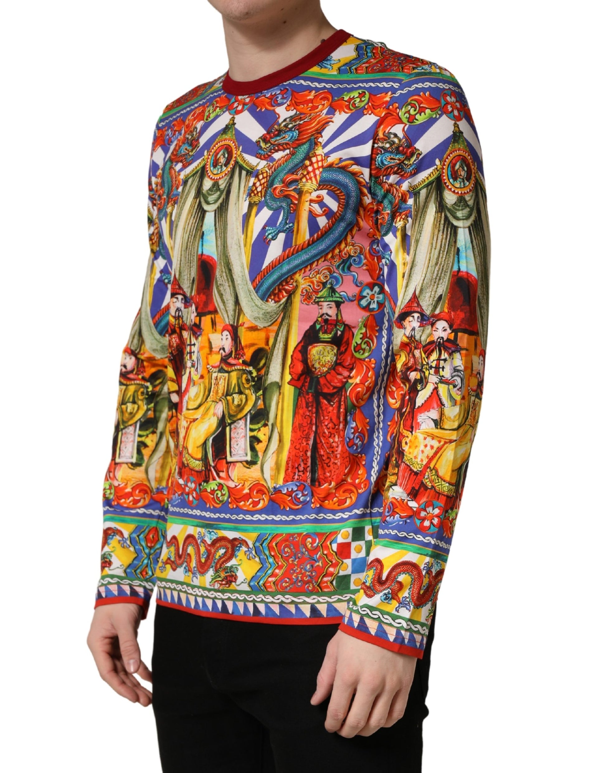 Dolce & Gabbana Multicolor Teatro Dei Pupi Men Long Sleeves  T-shirt