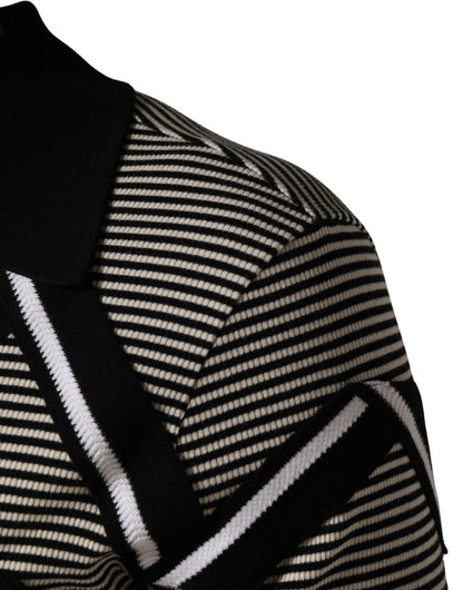 Dolce & Gabbana Black White Zigzag Pattern Cotton Men Polo  T-shirt