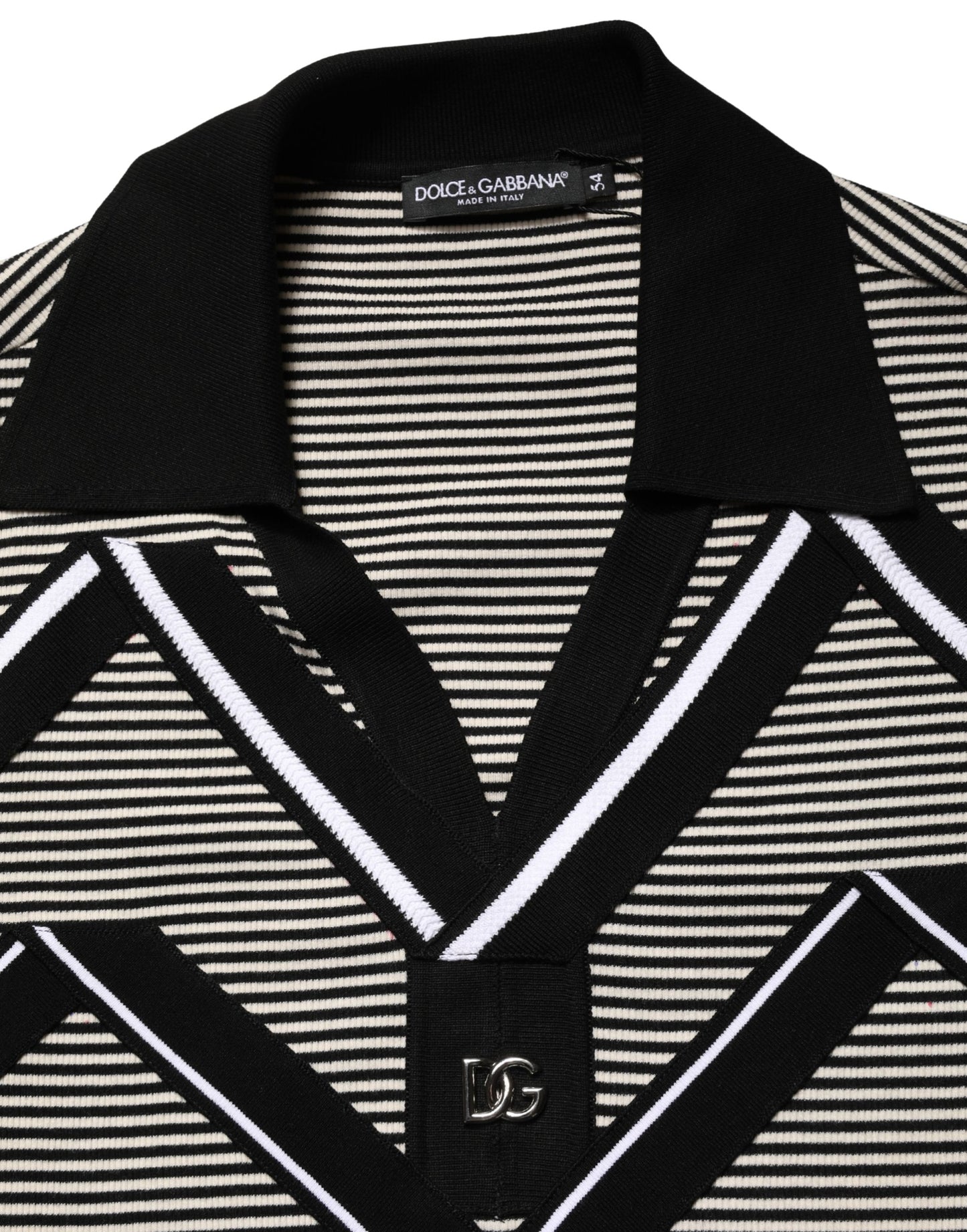 Dolce & Gabbana Black White Zigzag Pattern Cotton Men Polo  T-shirt