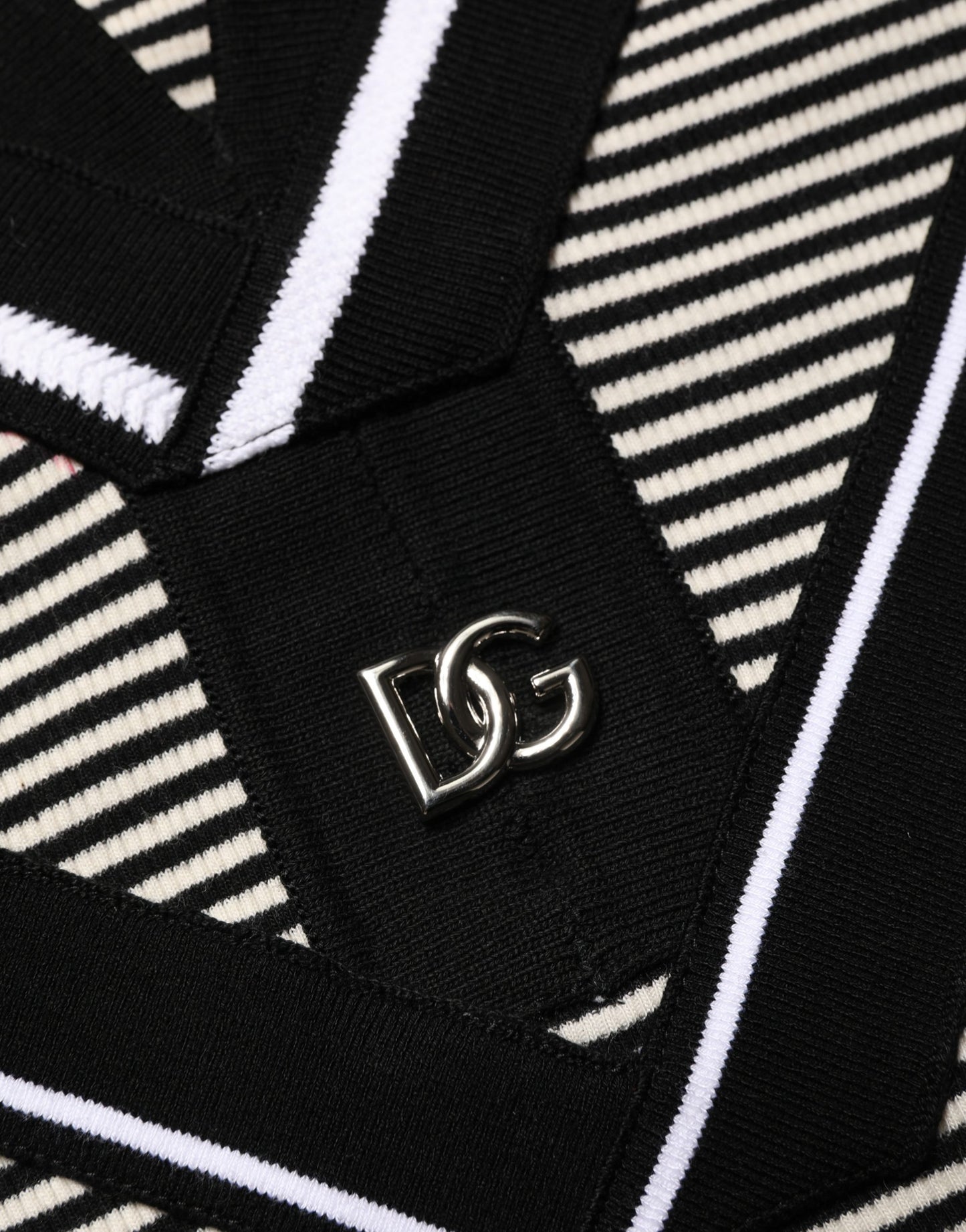 Dolce & Gabbana Black White Zigzag Pattern Cotton Men Polo  T-shirt