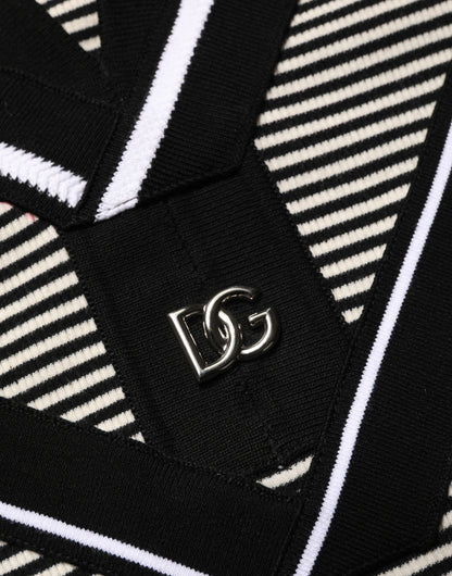 Dolce & Gabbana Black White Zigzag Pattern Cotton Men Polo  T-shirt