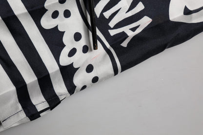 Dolce & Gabbana Black White Marina Print Silk Hawaii Shirt