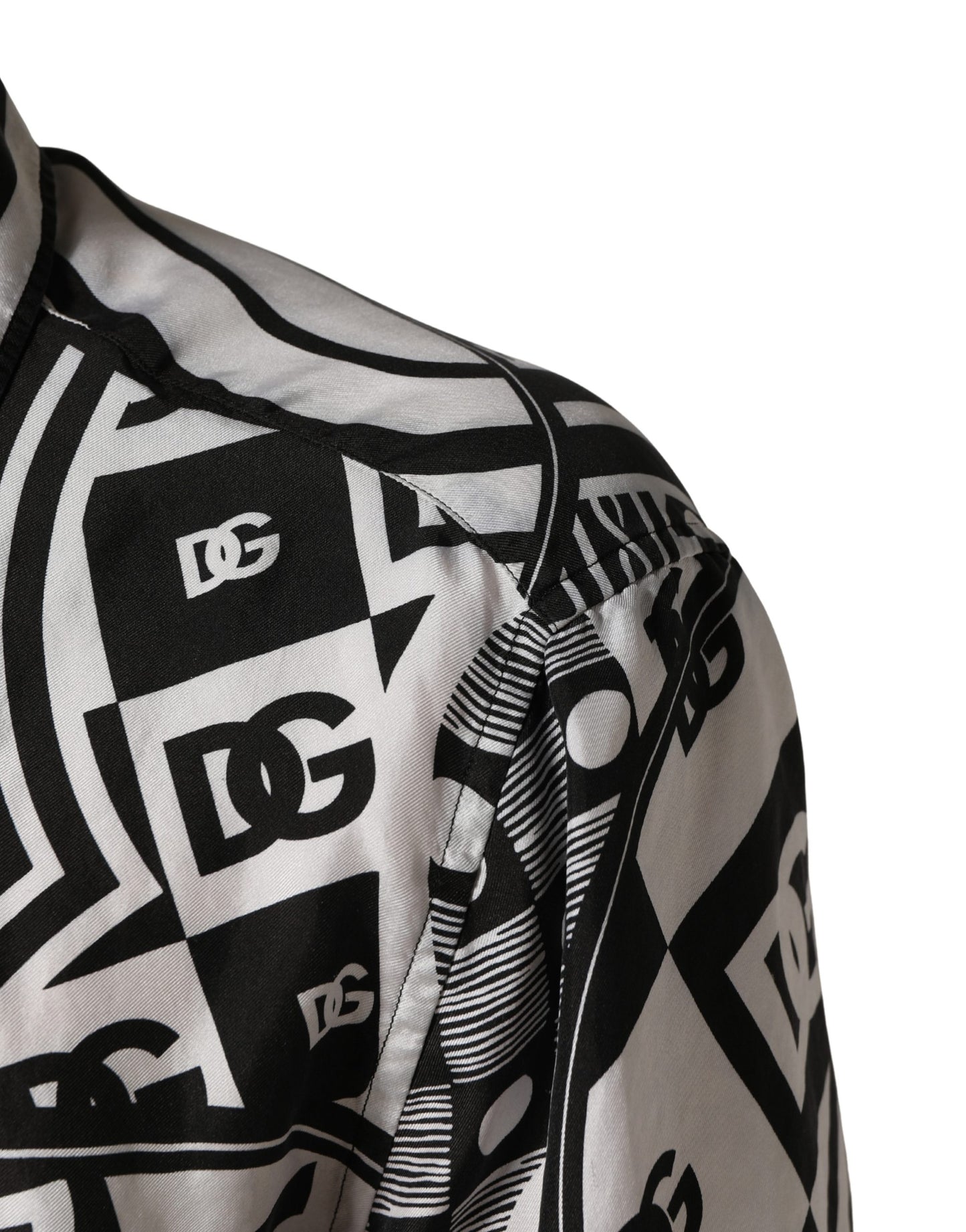 Dolce & Gabbana Black White Bandana Print Collared Shirt