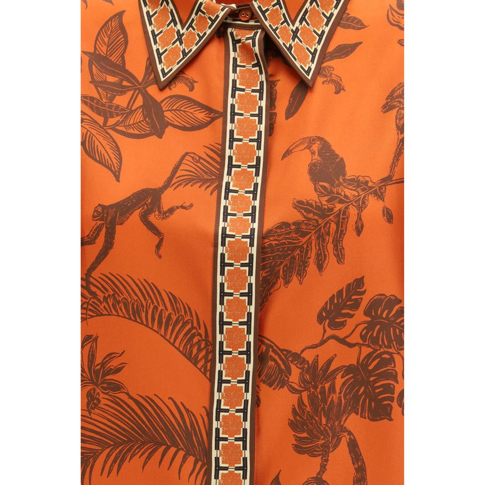 Alemais Orange Silk Pattern Shirt