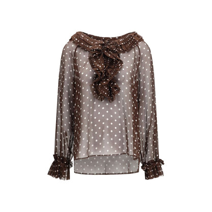 P.A.R.O.S.H. Brown Polyester Pattern Shirt