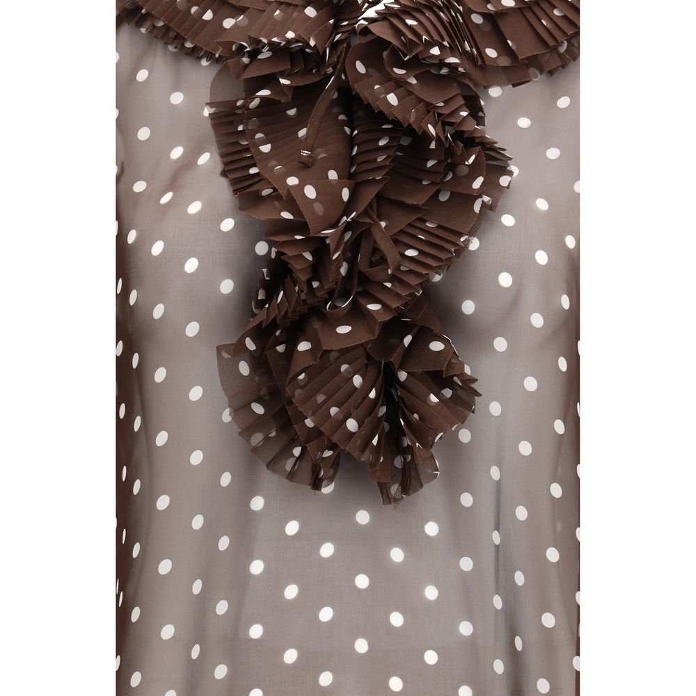 P.A.R.O.S.H. Brown Polyester Pattern Shirt