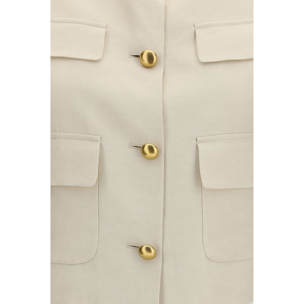 P.A.R.O.S.H. Beige Wool Sleveless Jacket