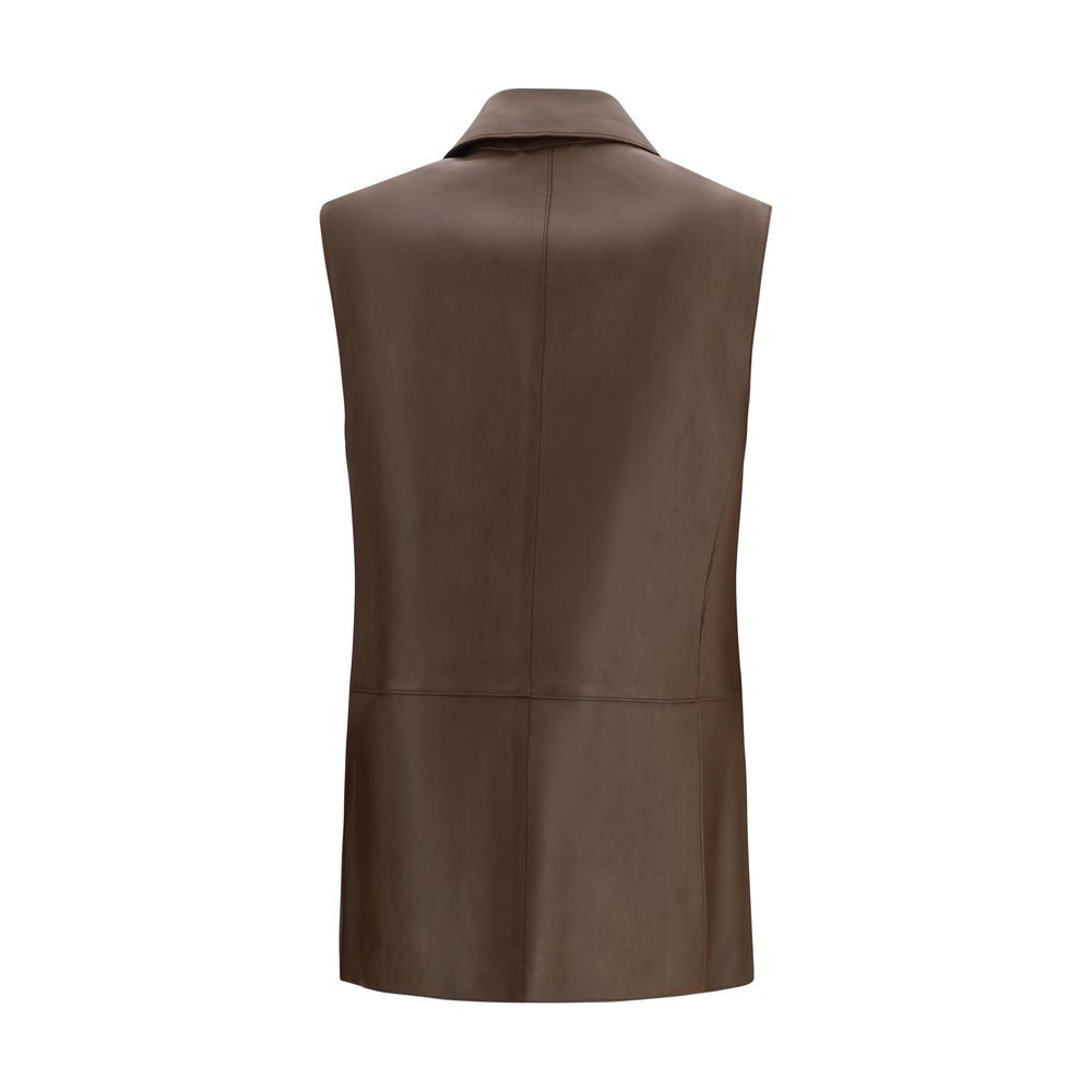 P.A.R.O.S.H. Brown Lamb Ovis Aries Aries Sleveless Jacket
