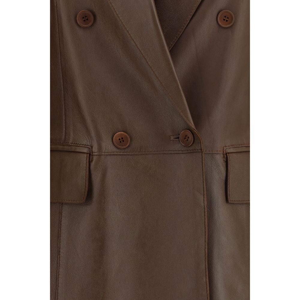 P.A.R.O.S.H. Brown Lamb Ovis Aries Aries Sleveless Jacket