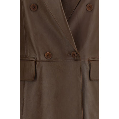 P.A.R.O.S.H. Brown Lamb Ovis Aries Aries Sleveless Jacket