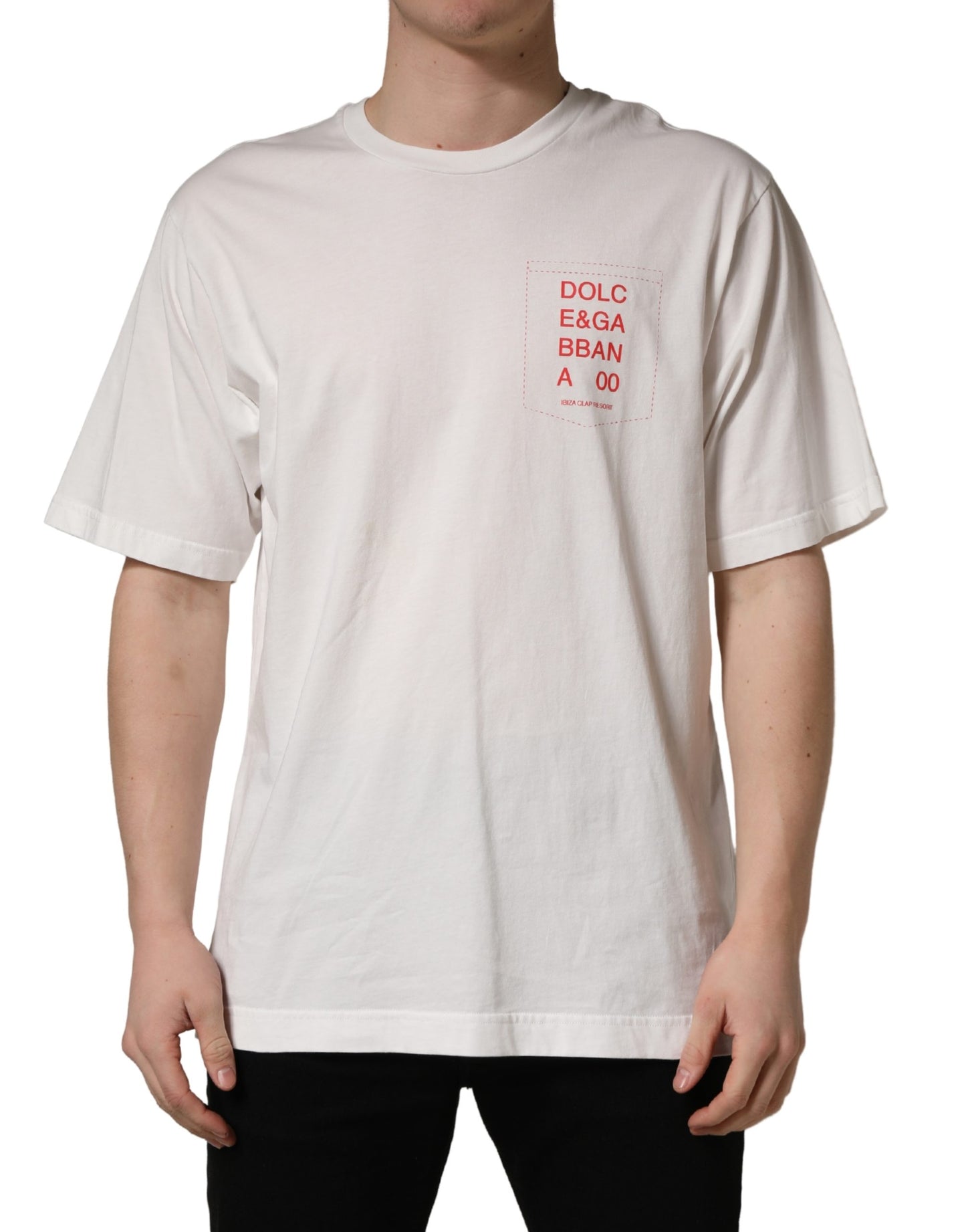 Dolce & Gabbana White Graphic Print Cotton Crew Neck  T-shirt