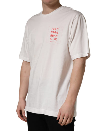 Dolce & Gabbana White Graphic Print Cotton Crew Neck  T-shirt
