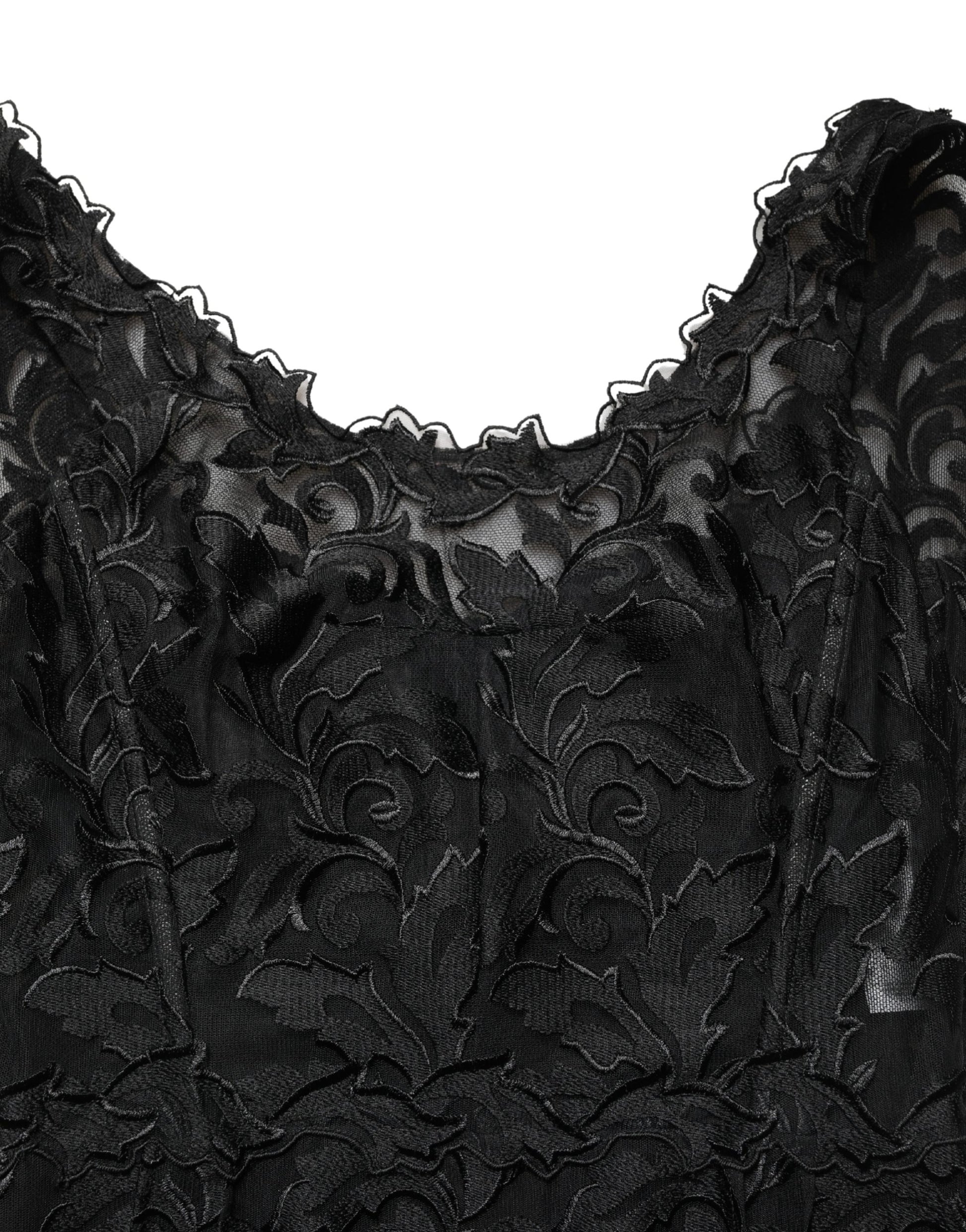 Dolce & Gabbana Black Floral Lace Evening Long Gown Dress