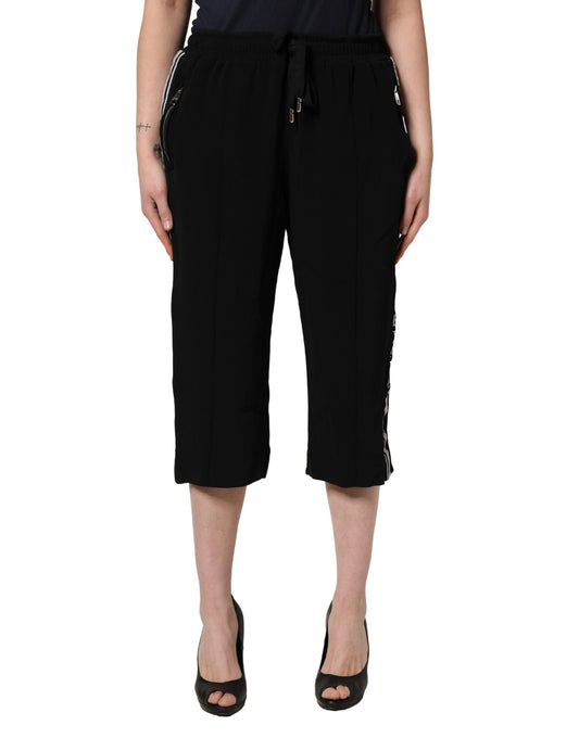 Dolce & Gabbana Black Viscose Mid Waist Cropped Women Pants