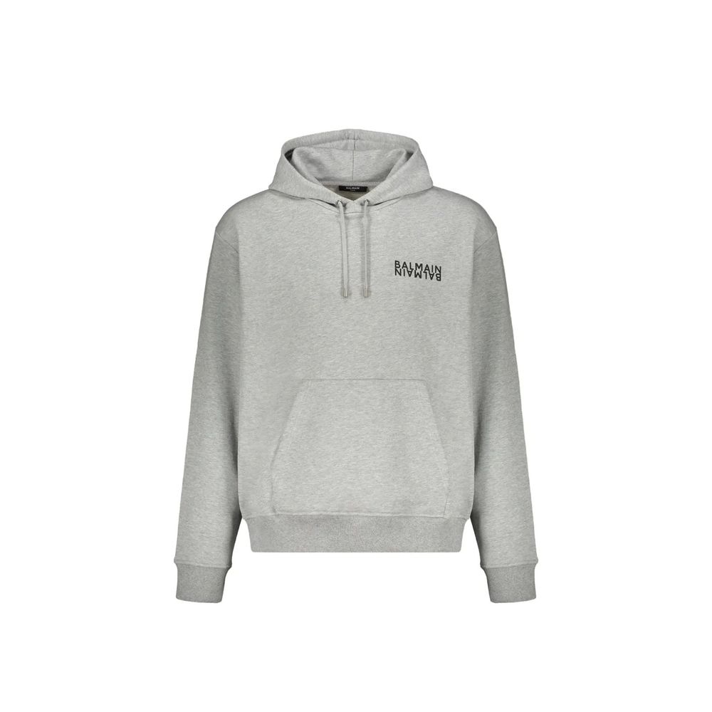 Balmain Gray Cotton Hoodie