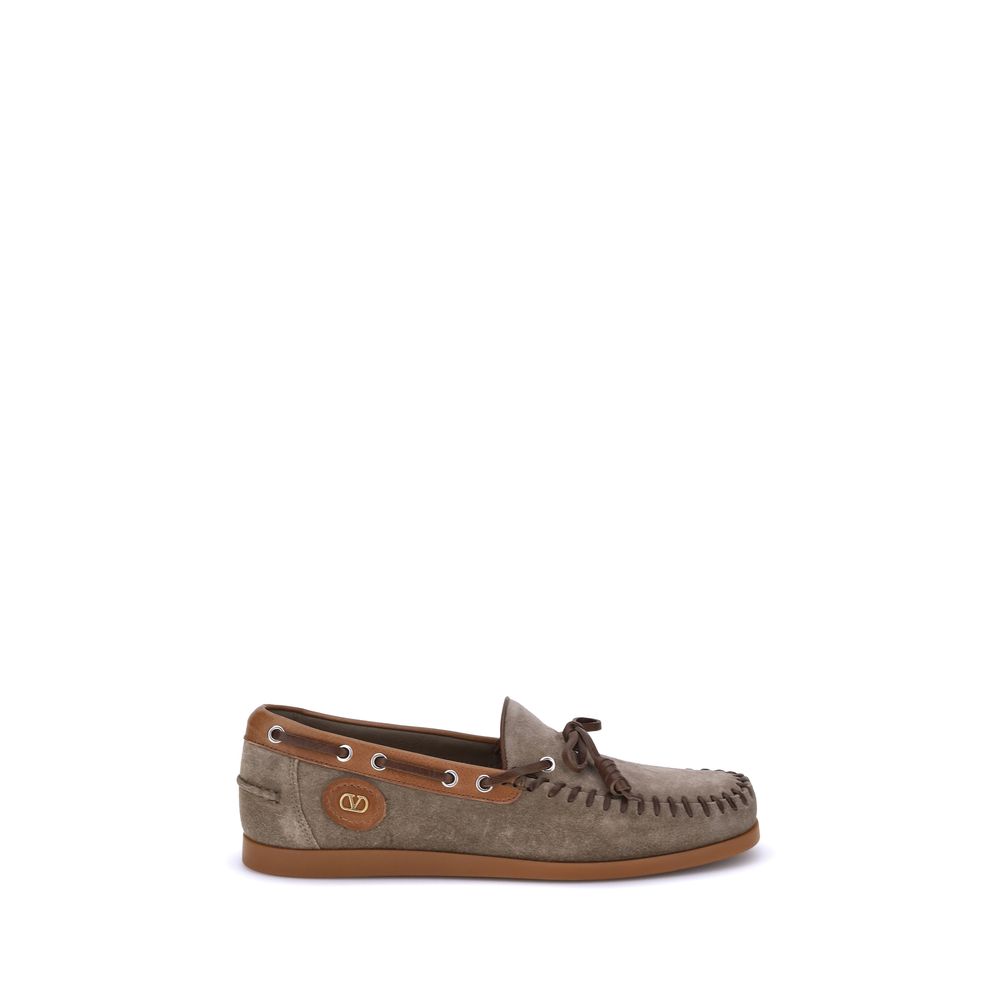 Valentino Garavani Brown Crust Leather Slip-On Loafers