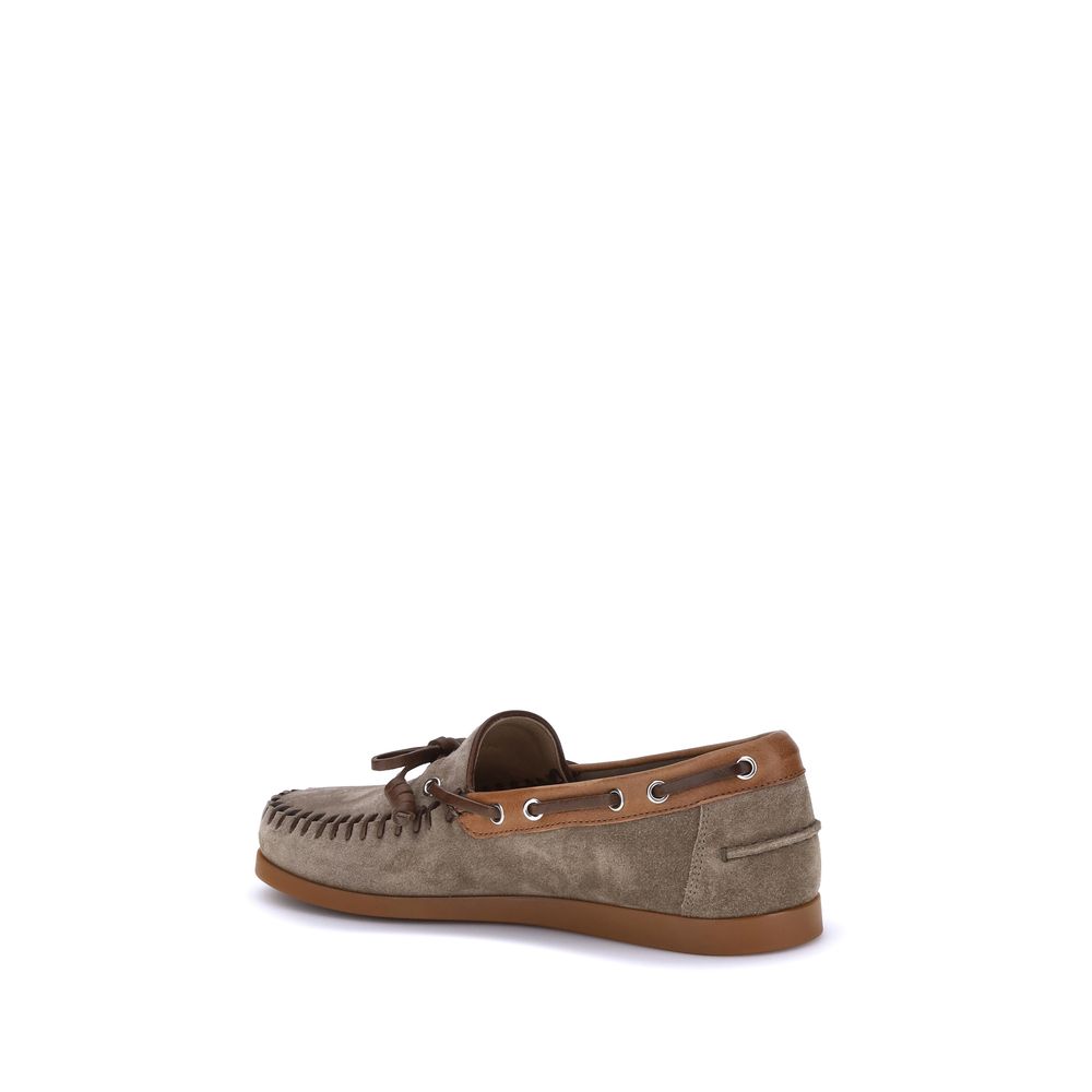 Valentino Garavani Brown Crust Leather Slip-On Loafers