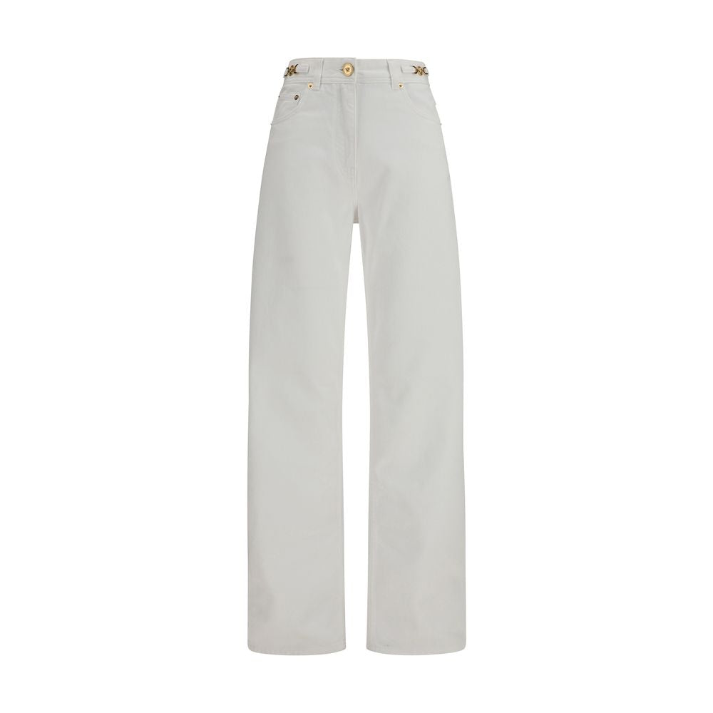 Versace White Cotton Straight-Leg Jeans