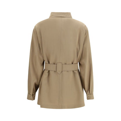 Max Mara Brown Wool Oves Aries Sleveless Jacket