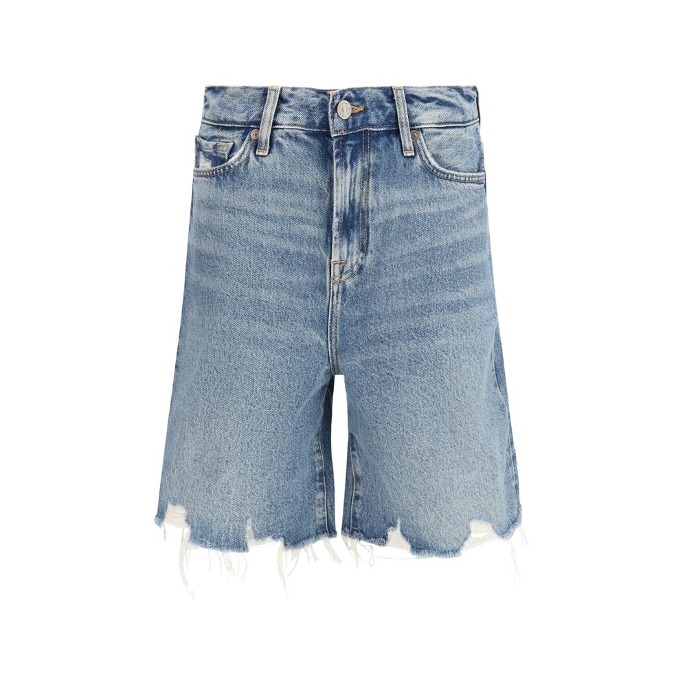 7FOR Blue Cotton Bermuda Shorts